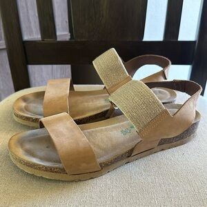 BioNatura Women’s Leather Cork Sandals Flats Tan Brown Neutral Size 9 (40)